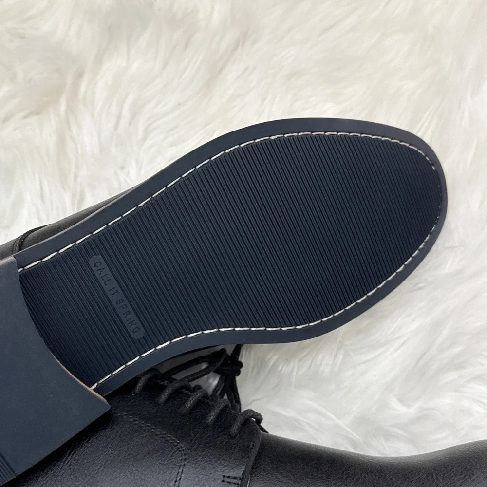 Call It Spring Mens Black Vegan Leather Derby Dress Shoes B.E.D Foam‎ Size 12 M
